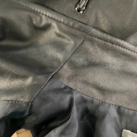 Vince Moto Vest Jacket Leather Black Solid Zip Women's XS Flawed - Picture 10 of 10